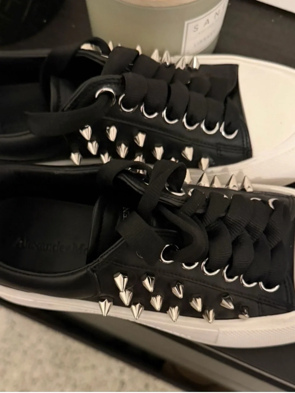 Alexander McQUEEN Deck Pimsoll Black Studded Sneakers Women’s EU 38.5 / US 8